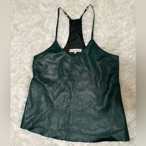 Karina Grimaldi NWT! Kanta Leather Camy green Tank Top size S